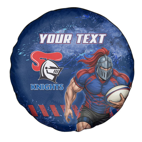 Personalised Newcastle Knights Rugby Spare Tire Cover Newy Warrior Mascot - Sporty Splash Art Style
