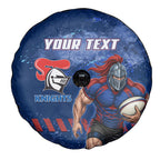 Personalised Newcastle Knights Rugby Spare Tire Cover Newy Warrior Mascot - Sporty Splash Art Style