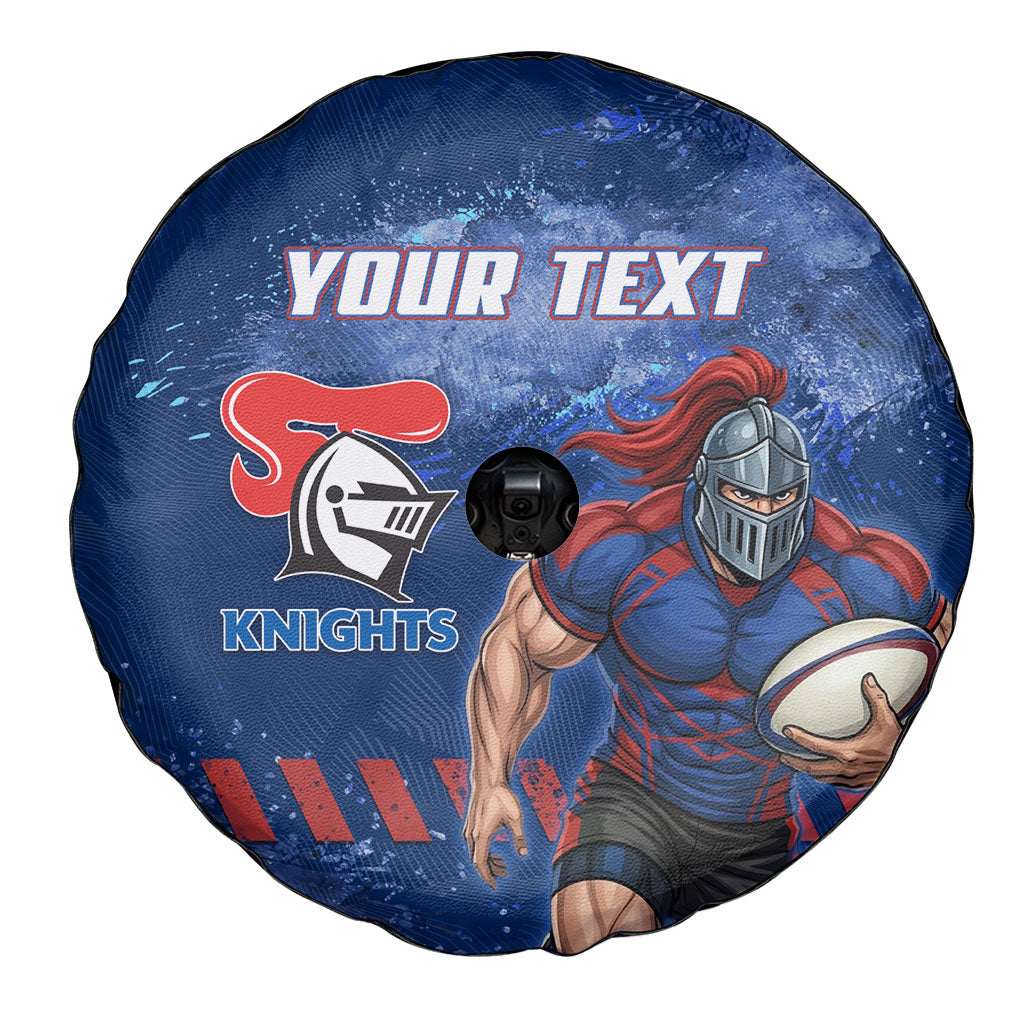 Personalised Newcastle Knights Rugby Spare Tire Cover Newy Warrior Mascot - Sporty Splash Art Style