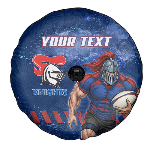 Personalised Newcastle Knights Rugby Spare Tire Cover Newy Warrior Mascot - Sporty Splash Art Style