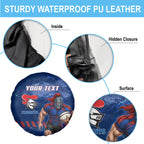 Personalised Newcastle Knights Rugby Spare Tire Cover Newy Warrior Mascot - Sporty Splash Art Style