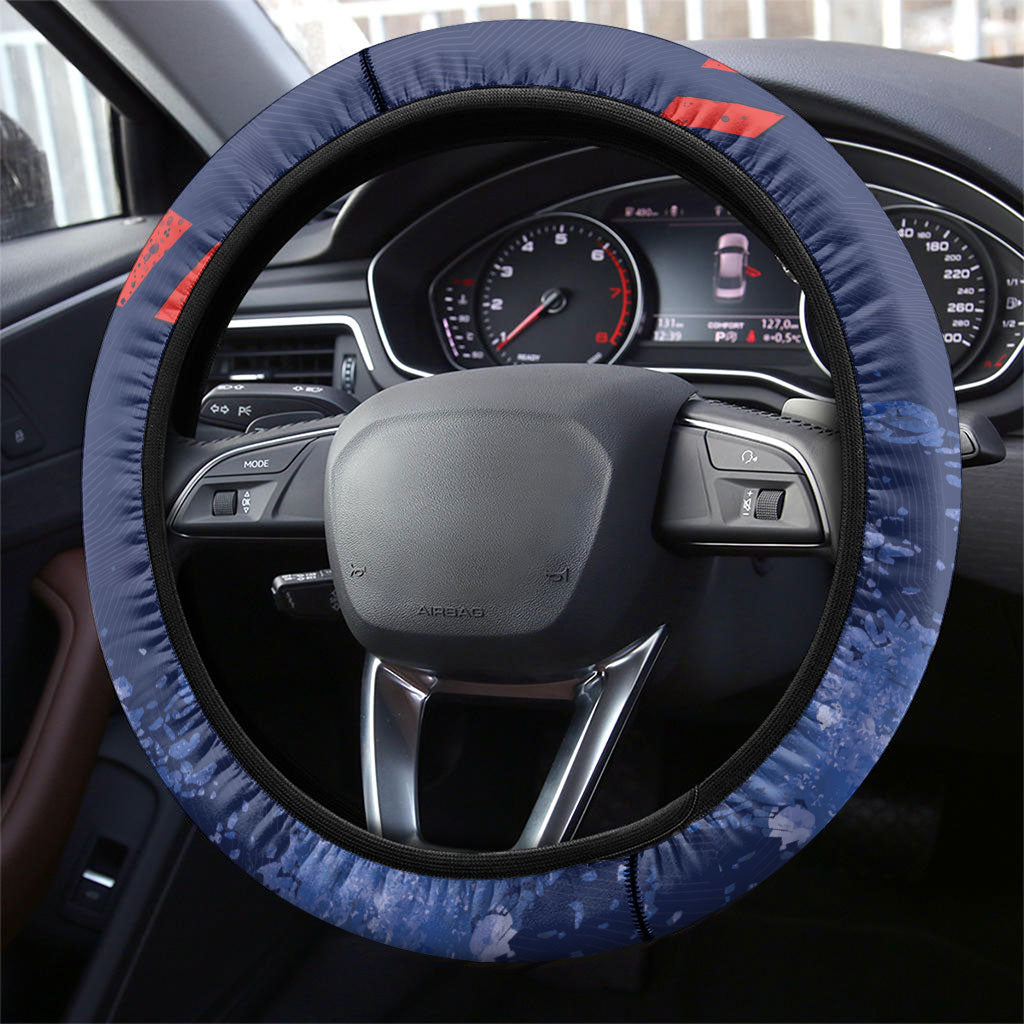 Newcastle Knights Rugby Steering Wheel Cover Newy Warrior Mascot - Sporty Splash Art Style