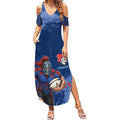 Personalised Newcastle Knights Rugby Summer Maxi Dress Newy Warrior Mascot - Sporty Splash Art Style