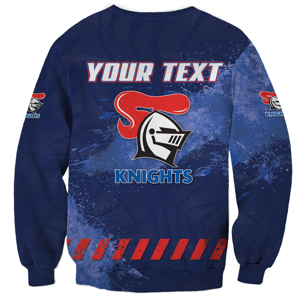 Personalised Newcastle Knights Rugby Sweatshirt Newy Warrior Mascot - Sporty Splash Art Style
