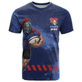 Personalised Newcastle Knights Rugby T Shirt Newy Warrior Mascot - Sporty Splash Art Style