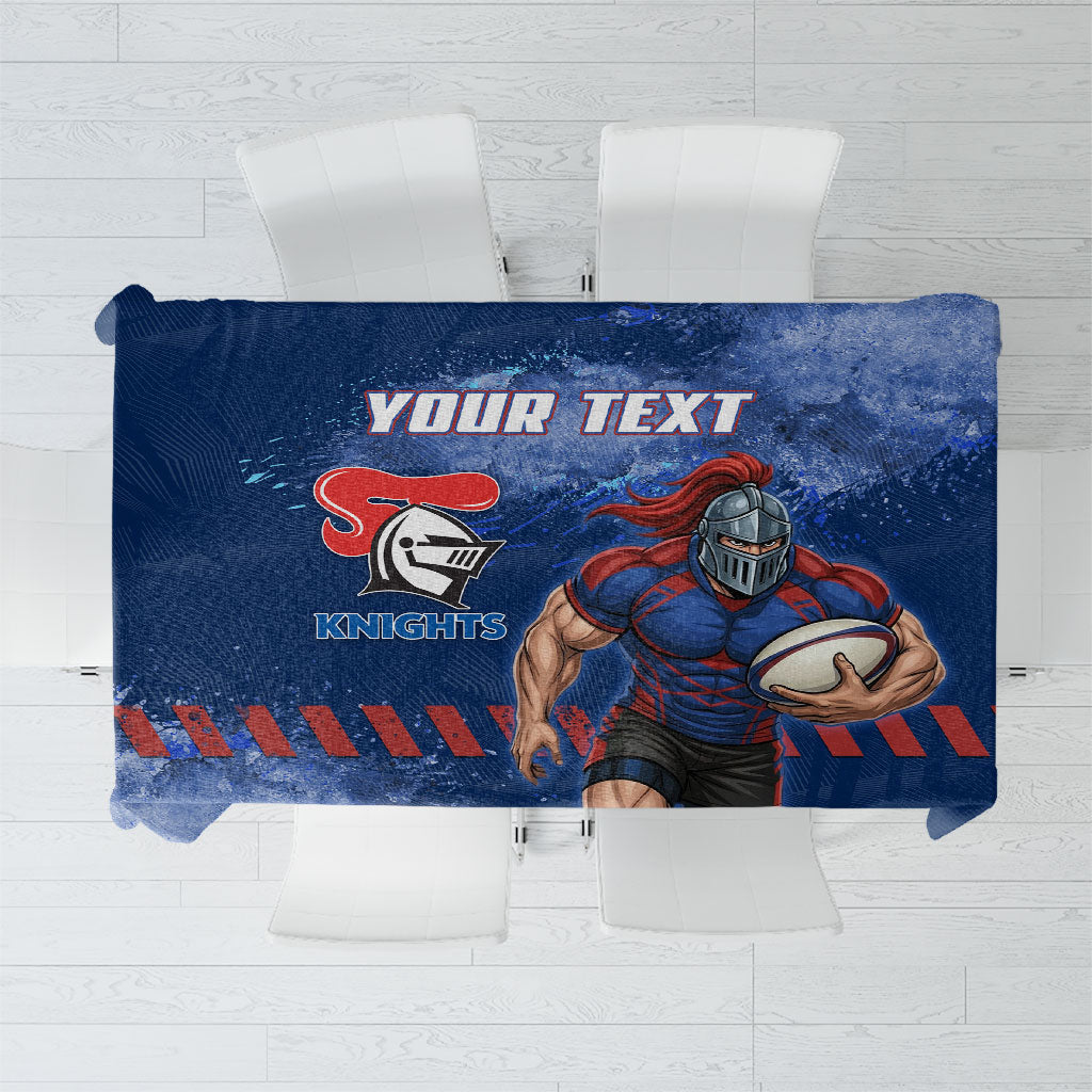 Personalised Newcastle Knights Rugby Tablecloth Newy Warrior Mascot - Sporty Splash Art Style