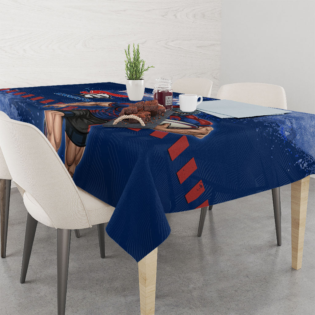 Personalised Newcastle Knights Rugby Tablecloth Newy Warrior Mascot - Sporty Splash Art Style