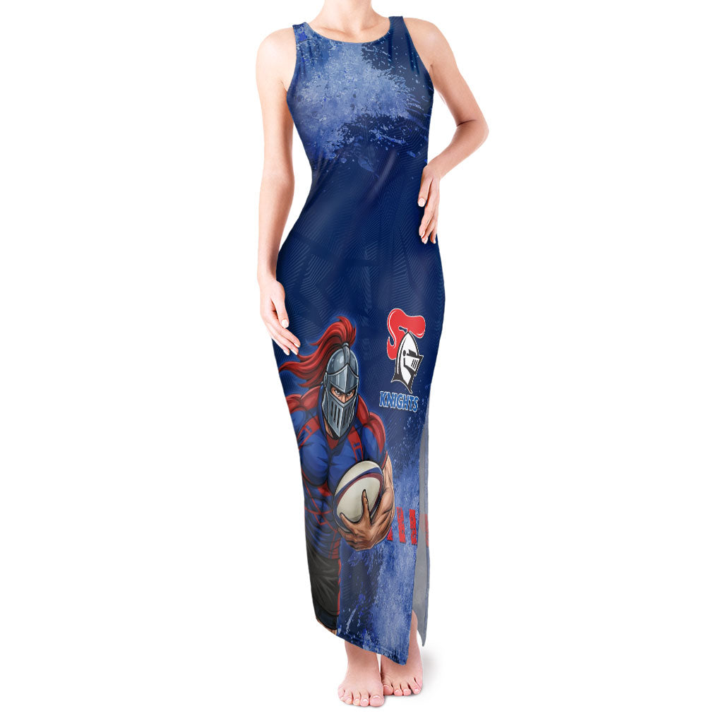 Personalised Newcastle Knights Rugby Tank Maxi Dress Newy Warrior Mascot - Sporty Splash Art Style