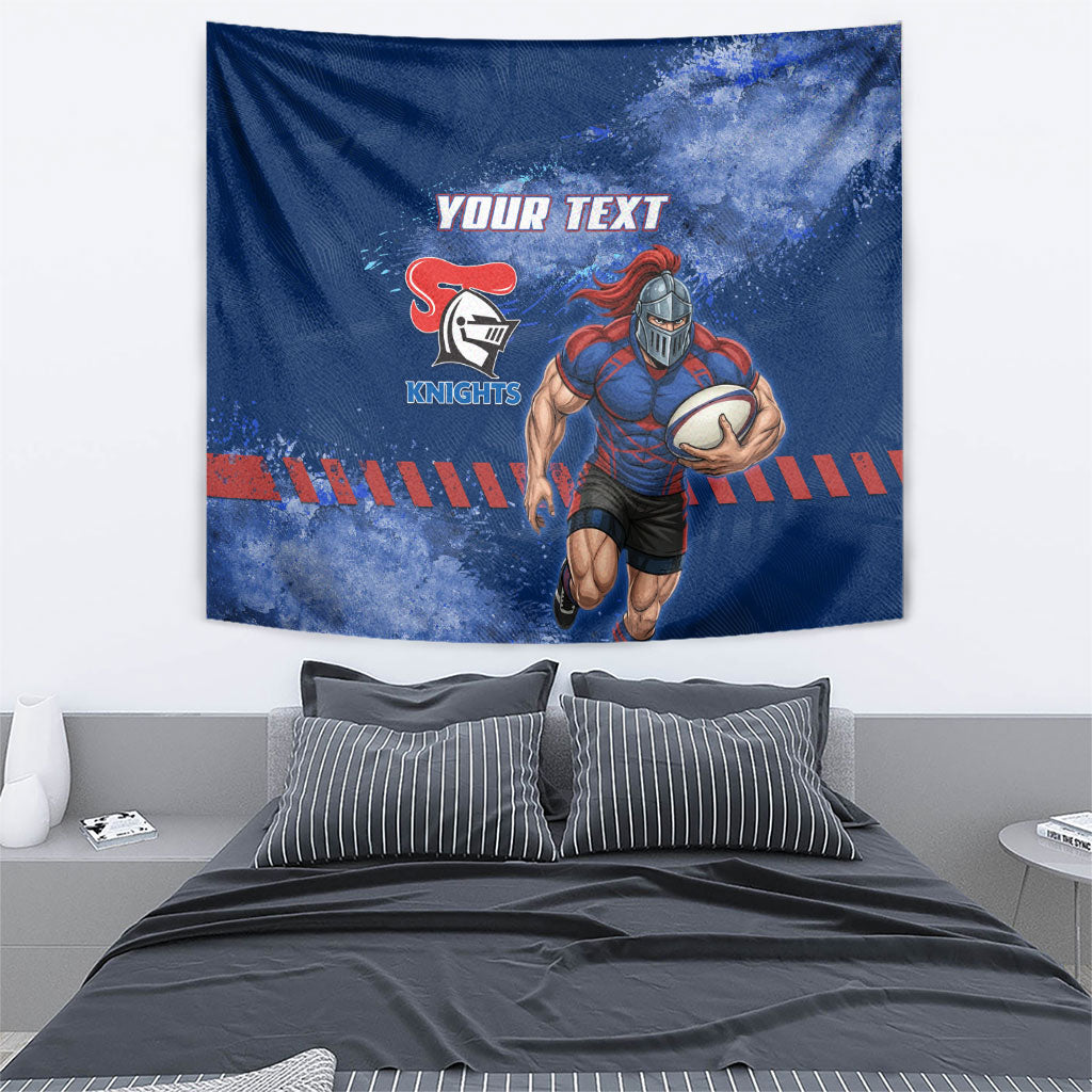 Personalised Newcastle Knights Rugby Tapestry Newy Warrior Mascot - Sporty Splash Art Style