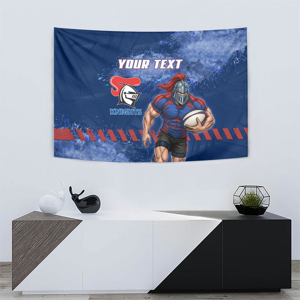 Personalised Newcastle Knights Rugby Tapestry Newy Warrior Mascot - Sporty Splash Art Style