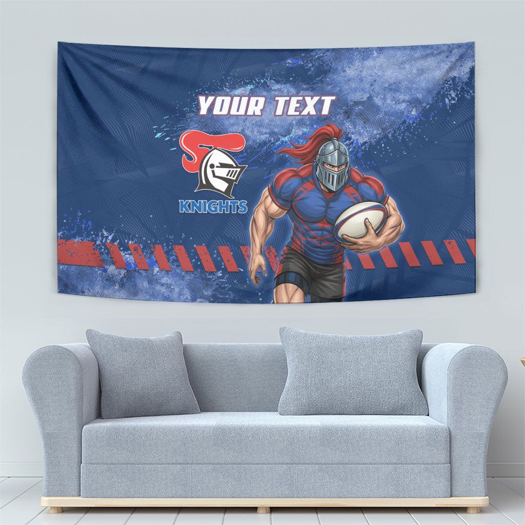 Personalised Newcastle Knights Rugby Tapestry Newy Warrior Mascot - Sporty Splash Art Style