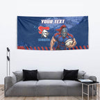 Personalised Newcastle Knights Rugby Tapestry Newy Warrior Mascot - Sporty Splash Art Style