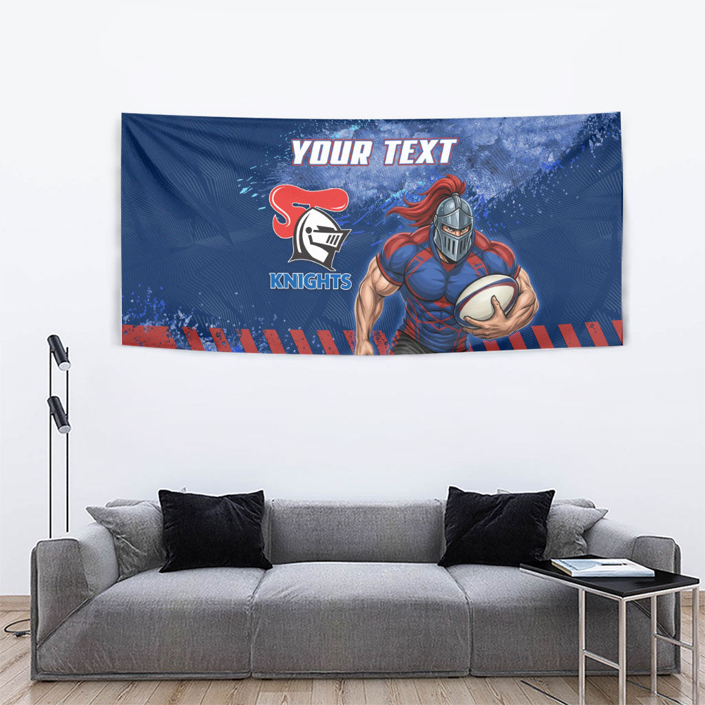 Personalised Newcastle Knights Rugby Tapestry Newy Warrior Mascot - Sporty Splash Art Style