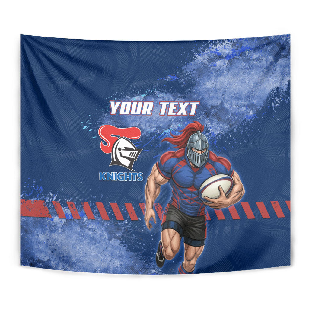 Personalised Newcastle Knights Rugby Tapestry Newy Warrior Mascot - Sporty Splash Art Style