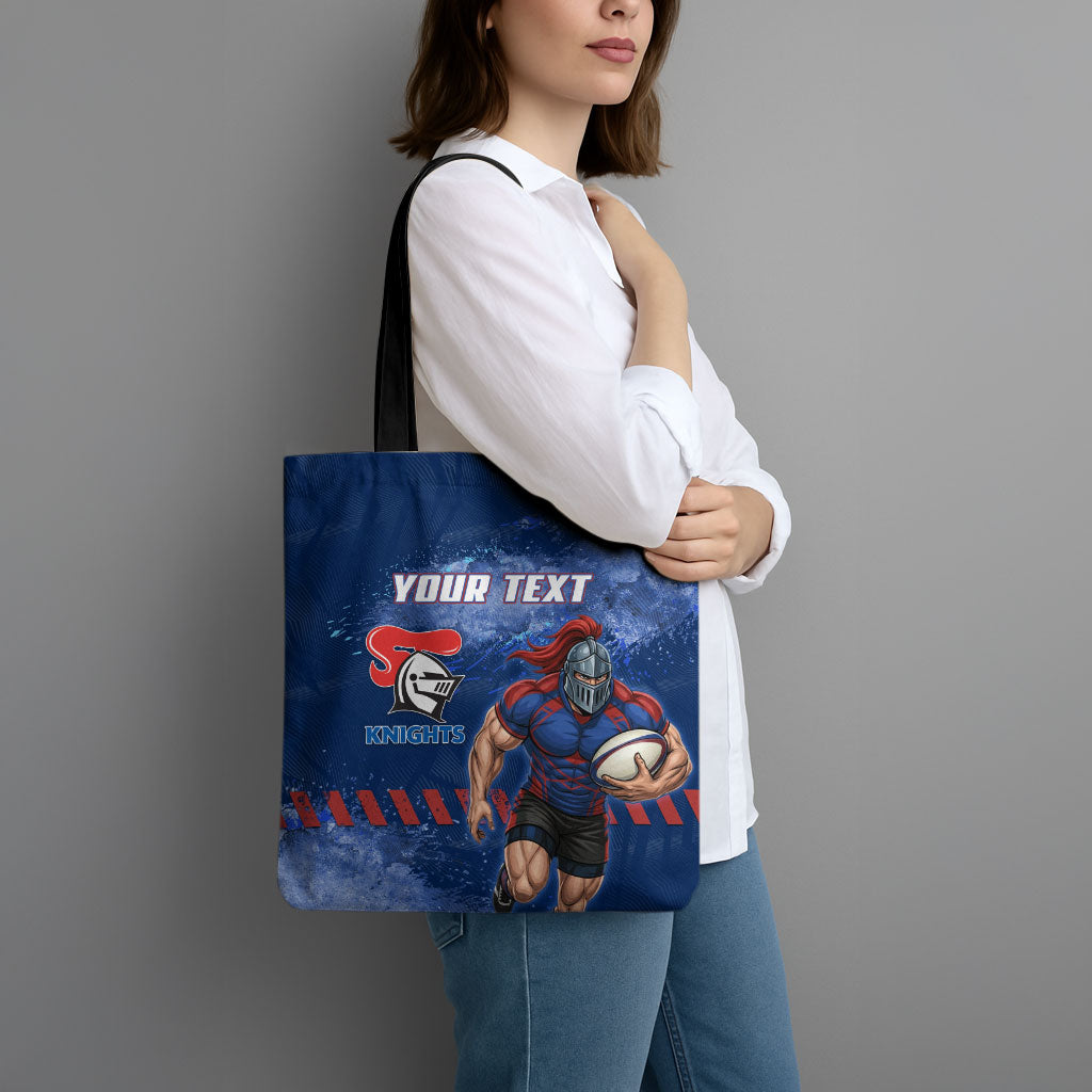 Personalised Newcastle Knights Rugby Tote Bag Newy Warrior Mascot - Sporty Splash Art Style