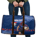 Personalised Newcastle Knights Rugby Travel Bag Newy Warrior Mascot - Sporty Splash Art Style