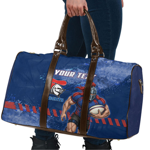 Personalised Newcastle Knights Rugby Travel Bag Newy Warrior Mascot - Sporty Splash Art Style
