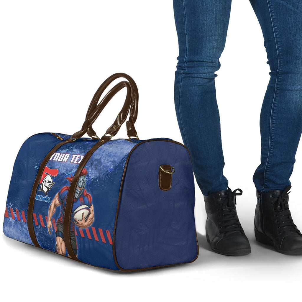Personalised Newcastle Knights Rugby Travel Bag Newy Warrior Mascot - Sporty Splash Art Style