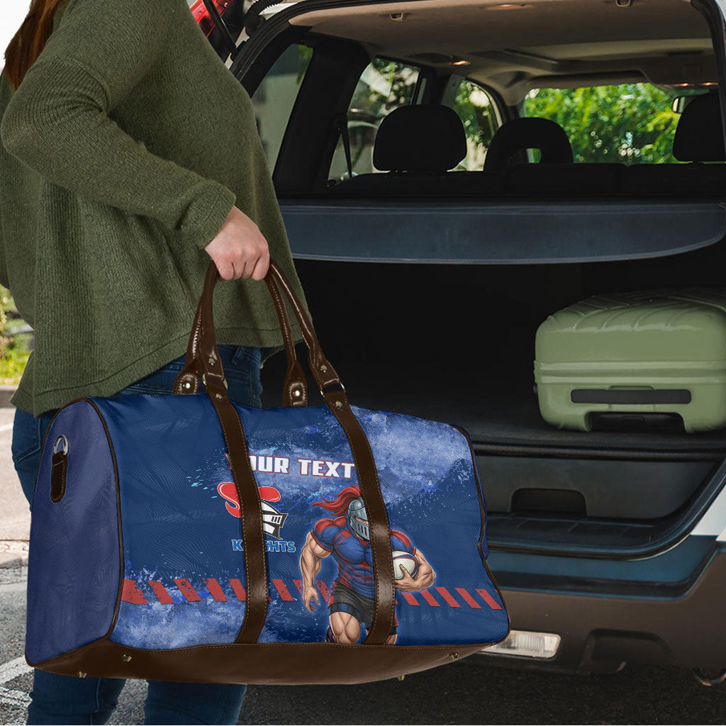 Personalised Newcastle Knights Rugby Travel Bag Newy Warrior Mascot - Sporty Splash Art Style