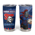 Personalised Newcastle Knights Rugby Tumbler Cup Newy Warrior Mascot - Sporty Splash Art Style