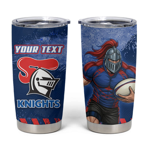 Personalised Newcastle Knights Rugby Tumbler Cup Newy Warrior Mascot - Sporty Splash Art Style