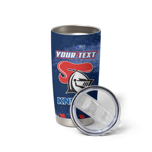 Personalised Newcastle Knights Rugby Tumbler Cup Newy Warrior Mascot - Sporty Splash Art Style