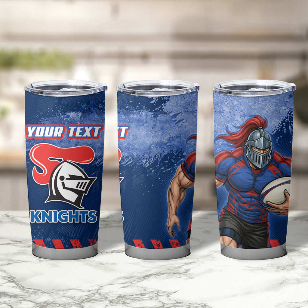 Personalised Newcastle Knights Rugby Tumbler Cup Newy Warrior Mascot - Sporty Splash Art Style