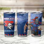 Personalised Newcastle Knights Rugby Tumbler Cup Newy Warrior Mascot - Sporty Splash Art Style