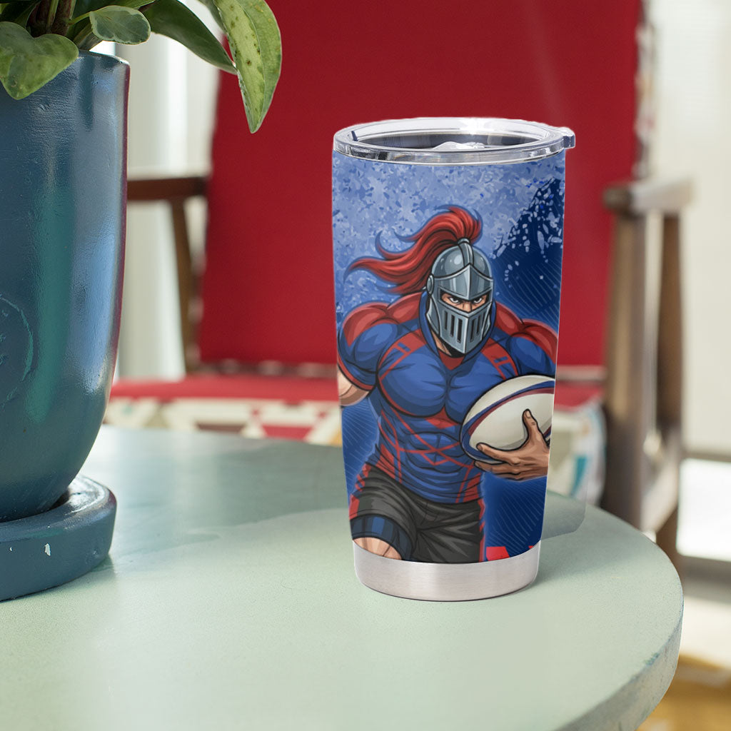 Personalised Newcastle Knights Rugby Tumbler Cup Newy Warrior Mascot - Sporty Splash Art Style