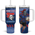 Personalised Newcastle Knights Rugby Tumbler With Handle Newy Warrior Mascot - Sporty Splash Art Style