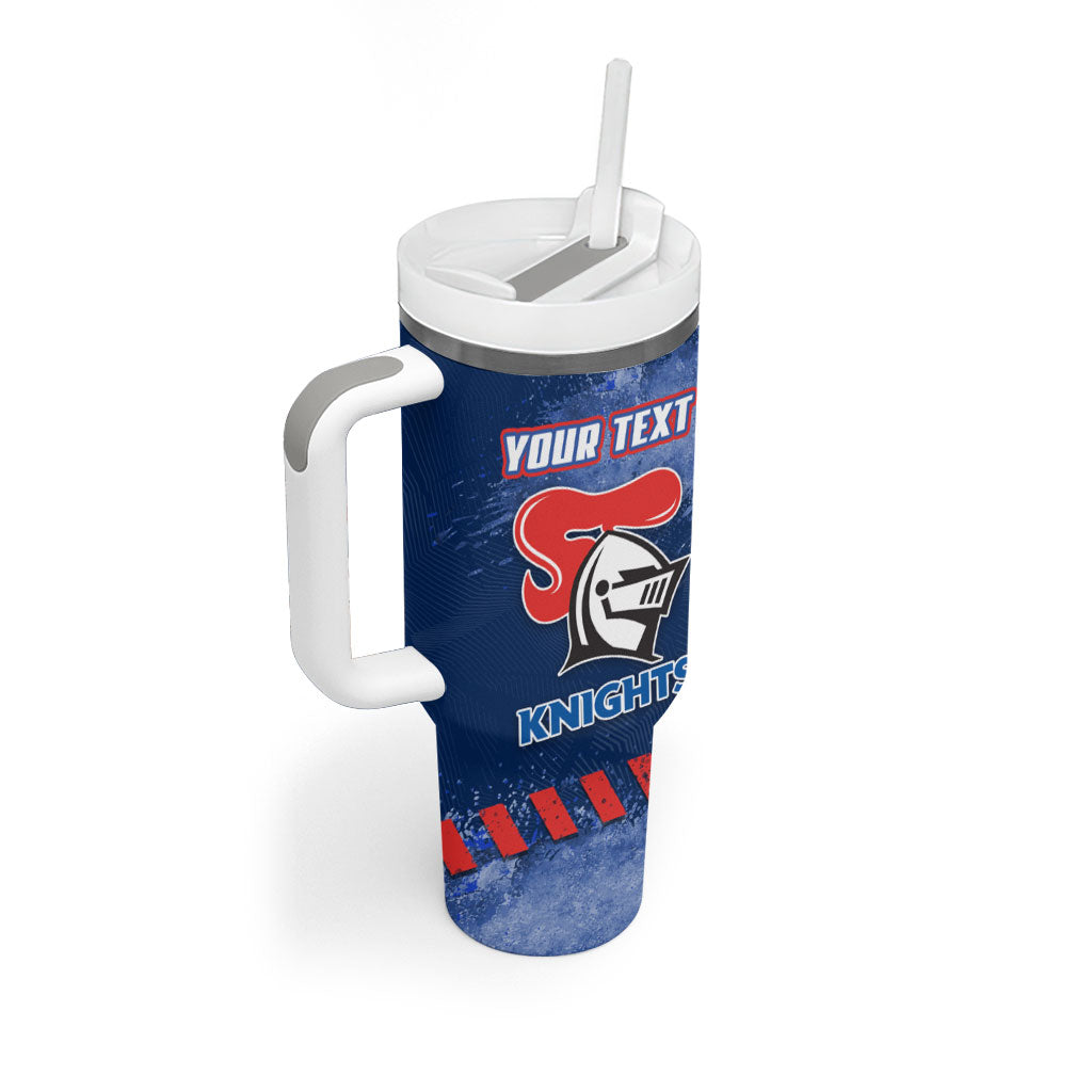 Personalised Newcastle Knights Rugby Tumbler With Handle Newy Warrior Mascot - Sporty Splash Art Style