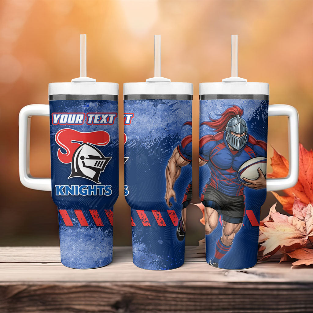 Personalised Newcastle Knights Rugby Tumbler With Handle Newy Warrior Mascot - Sporty Splash Art Style