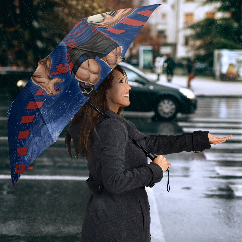 Personalised Newcastle Knights Rugby Umbrella Newy Warrior Mascot - Sporty Splash Art Style