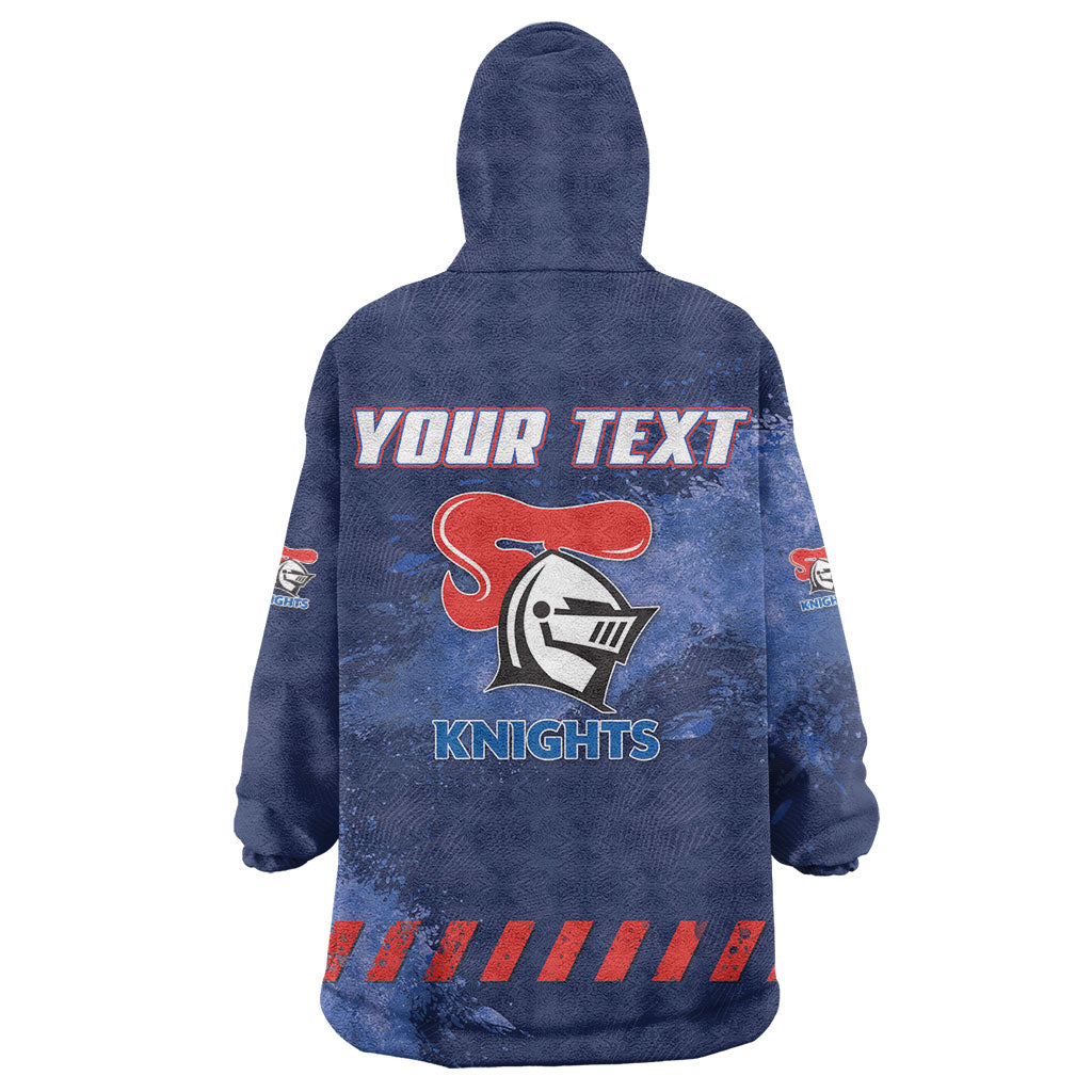Personalised Newcastle Knights Rugby Wearable Blanket Hoodie Newy Warrior Mascot - Sporty Splash Art Style