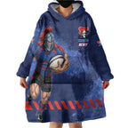Personalised Newcastle Knights Rugby Wearable Blanket Hoodie Newy Warrior Mascot - Sporty Splash Art Style