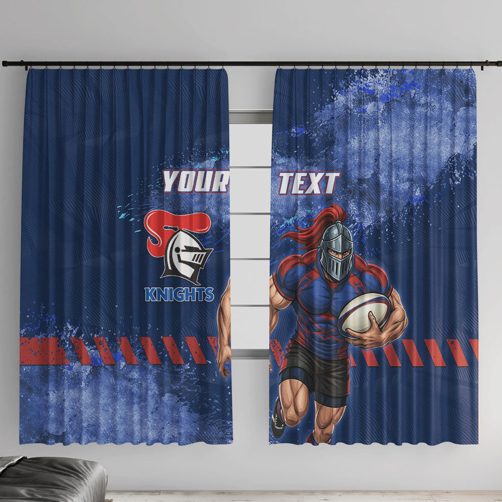 Personalised Newcastle Knights Rugby Window Curtain Newy Warrior Mascot - Sporty Splash Art Style