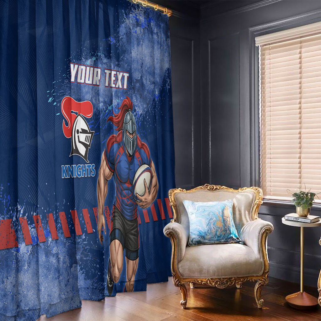 Personalised Newcastle Knights Rugby Window Curtain Newy Warrior Mascot - Sporty Splash Art Style