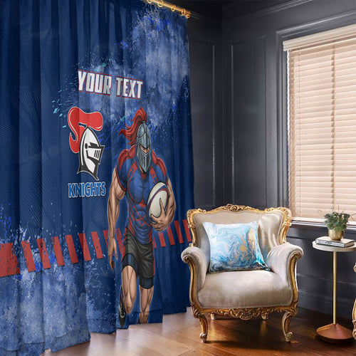 Personalised Newcastle Knights Rugby Window Curtain Newy Warrior Mascot - Sporty Splash Art Style