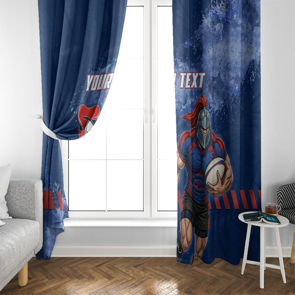 Personalised Newcastle Knights Rugby Window Curtain Newy Warrior Mascot - Sporty Splash Art Style