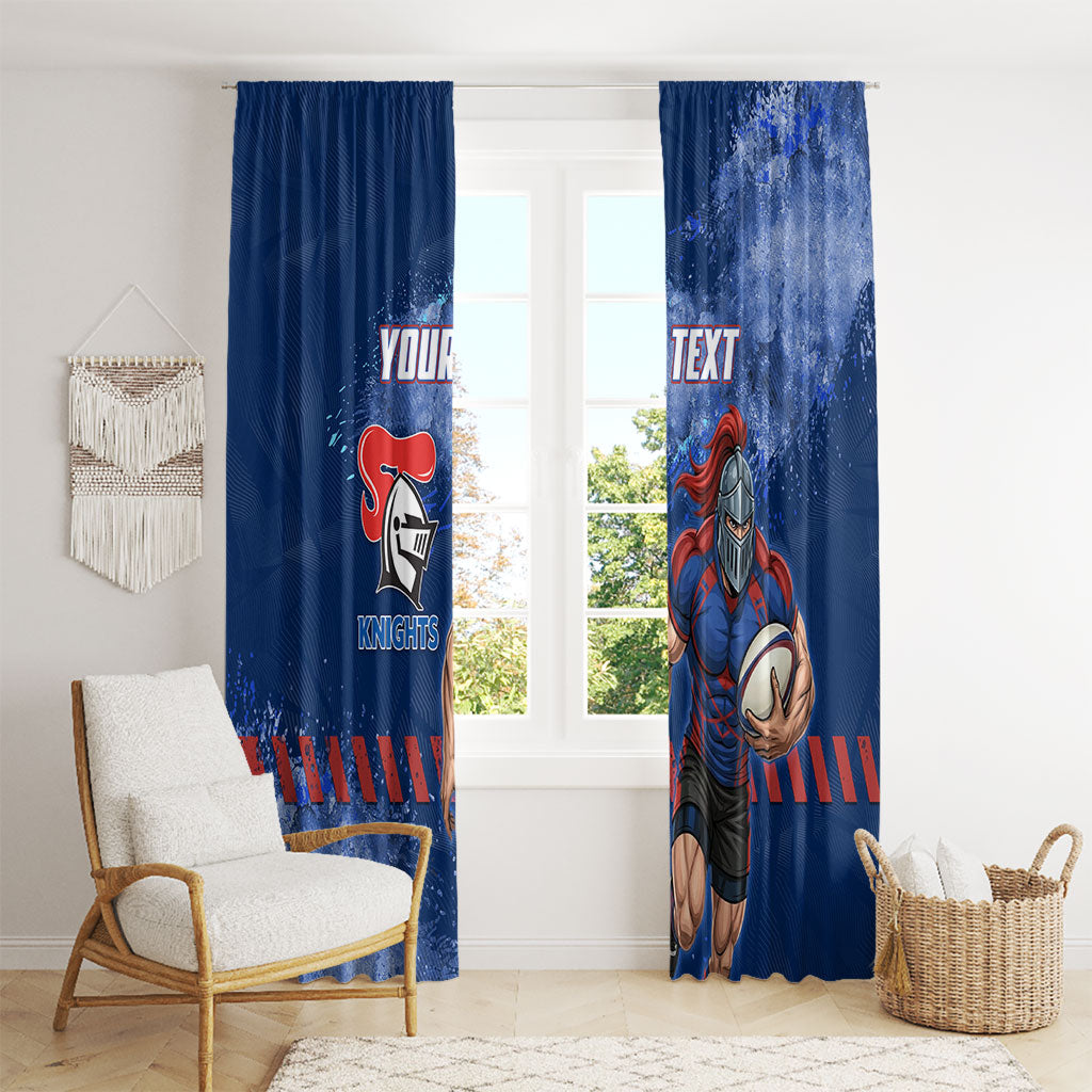 Personalised Newcastle Knights Rugby Window Curtain Newy Warrior Mascot - Sporty Splash Art Style