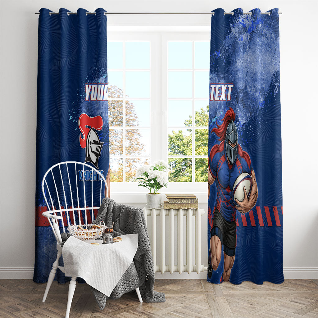 Personalised Newcastle Knights Rugby Window Curtain Newy Warrior Mascot - Sporty Splash Art Style