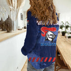 Personalised Newcastle Knights Rugby Women Casual Shirt Newy Warrior Mascot - Sporty Splash Art Style