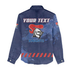 Personalised Newcastle Knights Rugby Women Casual Shirt Newy Warrior Mascot - Sporty Splash Art Style