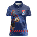 Personalised Newcastle Knights Rugby Women Polo Shirt Newy Warrior Mascot - Sporty Splash Art Style