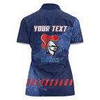 Personalised Newcastle Knights Rugby Women Polo Shirt Newy Warrior Mascot - Sporty Splash Art Style