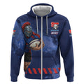 Personalised Newcastle Knights Rugby Zip Hoodie Newy Warrior Mascot - Sporty Splash Art Style
