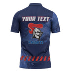 Personalised Newcastle Knights Rugby Zipper Polo Shirt Newy Warrior Mascot - Sporty Splash Art Style