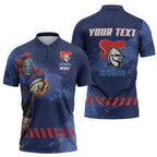 Personalised Newcastle Knights Rugby Zipper Polo Shirt Newy Warrior Mascot - Sporty Splash Art Style