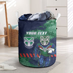 Personalised New Zealand Warriors Rugby Laundry Basket Maori The Wahs Mascot - Sporty Splash Art Style