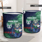 Personalised New Zealand Warriors Rugby Laundry Basket Maori The Wahs Mascot - Sporty Splash Art Style